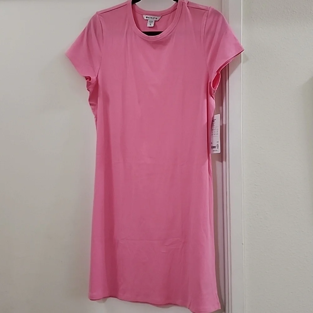 Athleta Signature Rib Tee Dress in Pink NWT - Picture 2 of 5